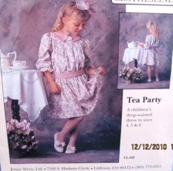 VICTORIAN DROP WAIST TEA DRESS,DETACH COLLAR PATTERN 4-6